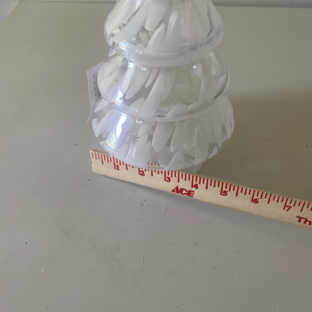 ZORZA Hand Made Glass Christmas Tree 10" Clear & White Hollow - Made in Poland - Picture 9 of 11
